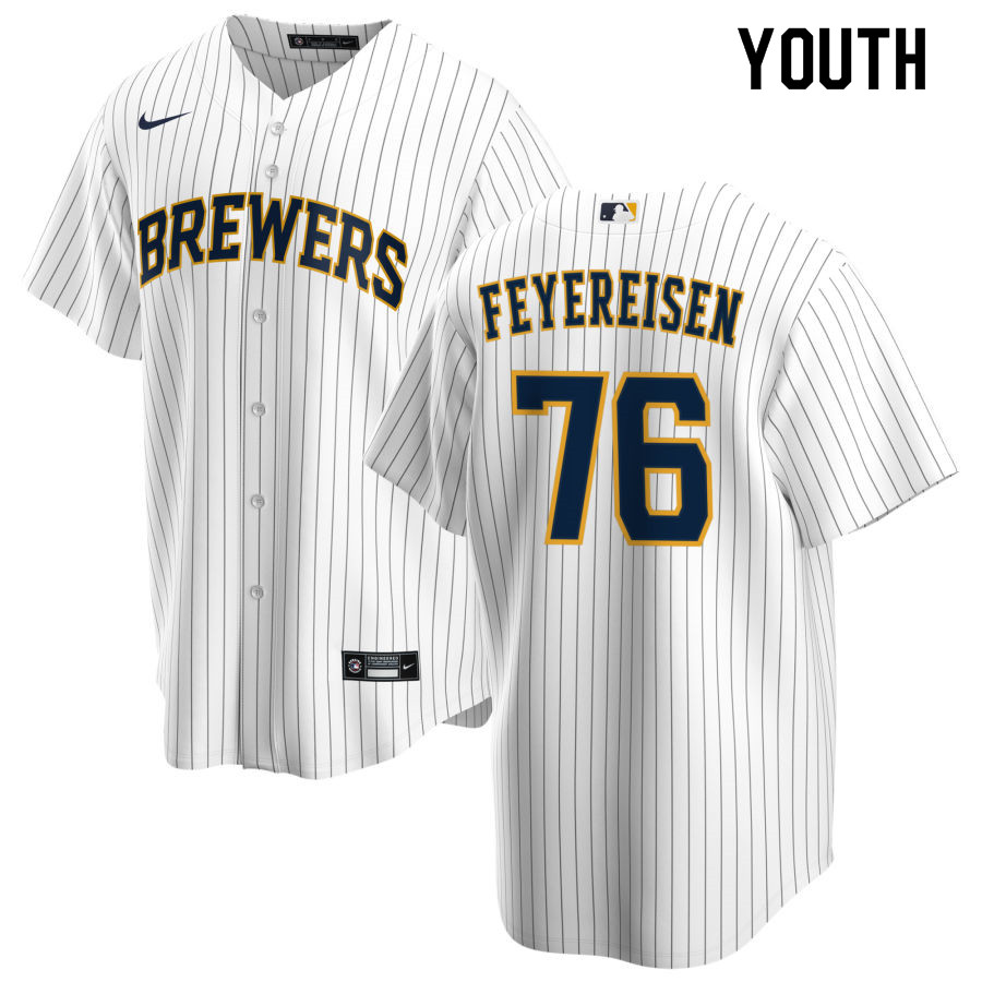 Nike Youth #76 J.P. Feyereisen Milwaukee Brewers Baseball Jerseys Sale-White